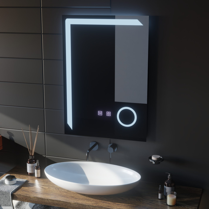 Oglinda LED Rectangulara, 50x70cm, Linea Touch, Sistem Dezaburire, Dimabila [9]
