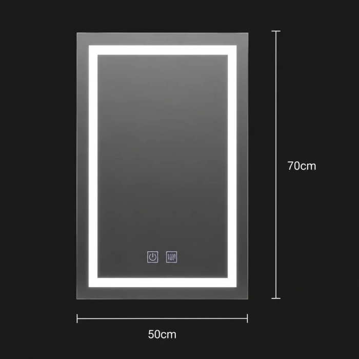 Oglinda LED Rectangulara, 50x70cm, RADIANTE Touch, Sistem Dezaburire, Dimabila [4]