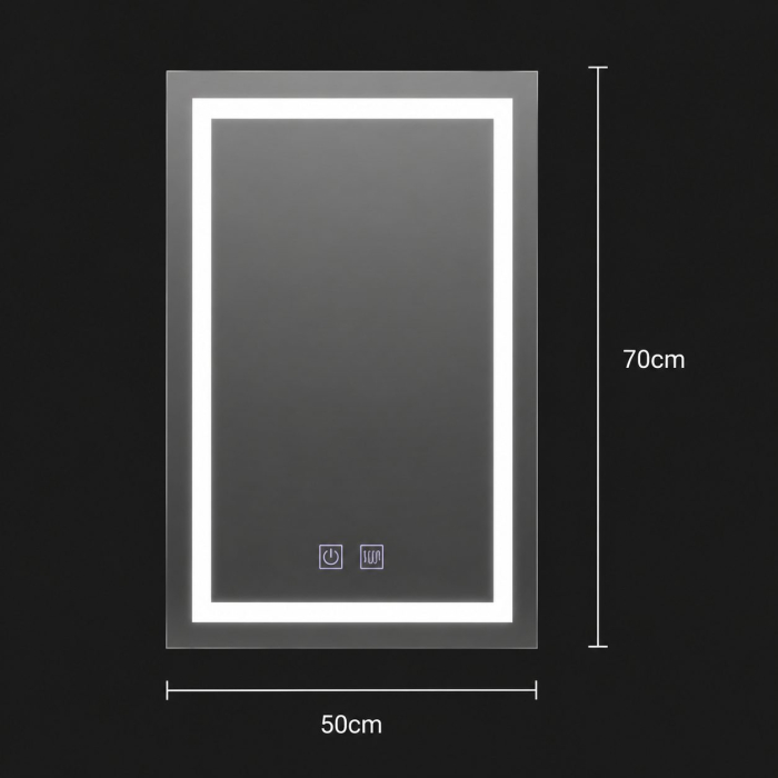 Oglinda LED Rectangulara, 50x70cm, RADIANTE Touch, Sistem Dezaburire, Dimabila [9]