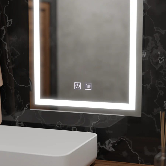 Oglinda LED Rectangulara, 50x70cm, RADIANTE Touch, Sistem Dezaburire, Dimabila [2]