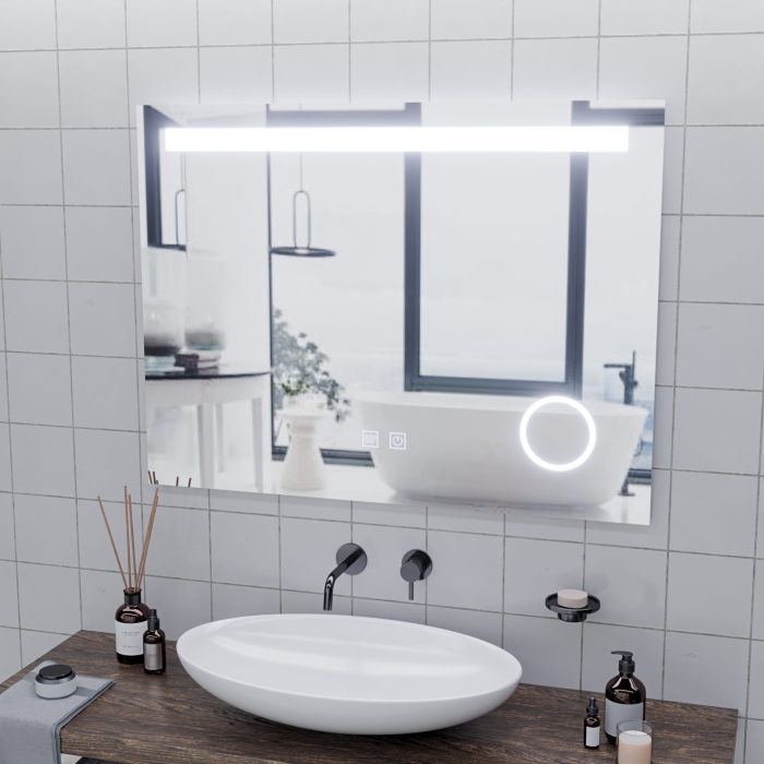Oglinda LED Rectangulara, 80x60cm, Piano Touch, Sistem Dezaburire, Dimabila, Lumina Rece 6000K [6]