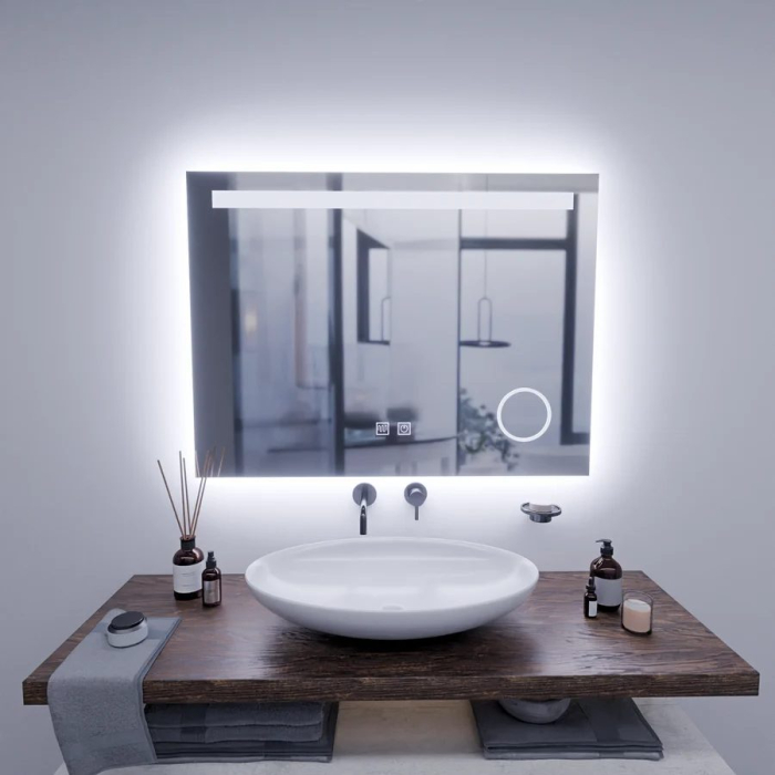 Oglinda LED Rectangulara, 80x60cm, Piano Touch, Sistem Dezaburire, Dimabila, Lumina Rece 6000K [2]