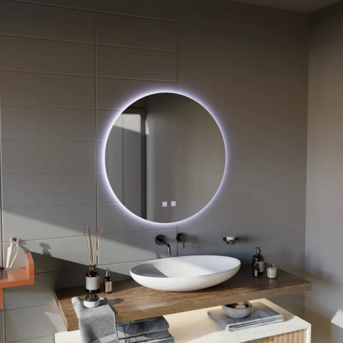 Oglinda LED Rotunda, 12W, 50cm, Isolda,Touch, Sistem Dezaburire, Lumina Rece 6000k [3]
