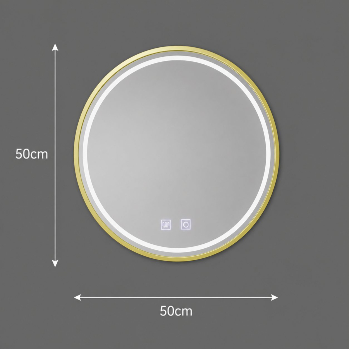 Oglinda LED Rotunda, 50cm, Glanz Touch, Sistem Dezaburire, Dimabila [7]
