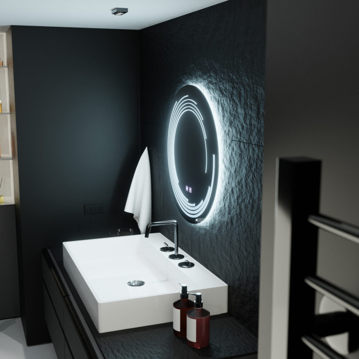Oglinda LED Rotunda 70cm Lira Verita Touch Sistem Dezaburire Dimabila [6]