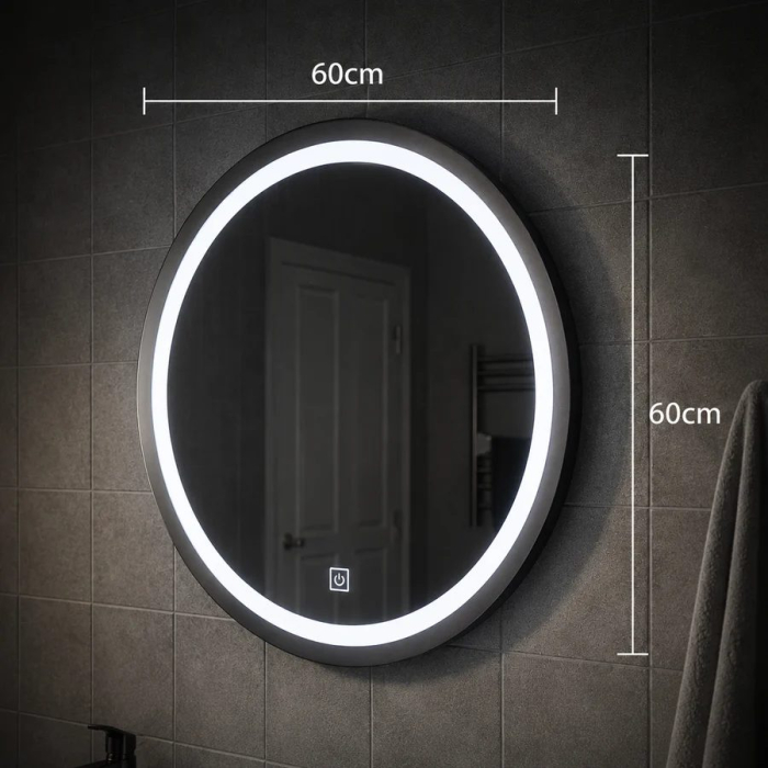 Oglinda LED Touch Gallio , Diametru 60cm, Lumina Rece 6000K, Sticla [4]