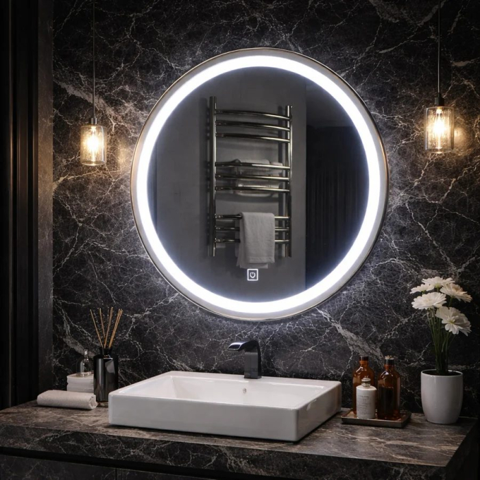 Oglinda LED Touch Gallio , Diametru 60cm, Lumina Rece 6000K, Sticla [3]