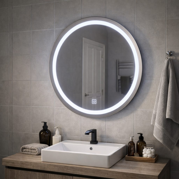 Oglinda LED Touch Gallio , Diametru 60cm, Lumina Rece 6000K, Sticla [9]