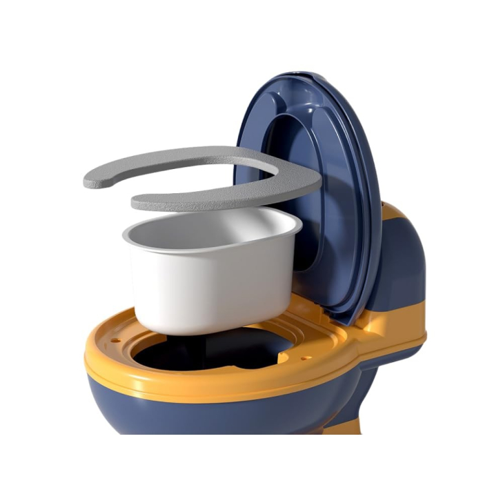 Olita Bebelusi , pentru Copii 1 - 8 Ani, Model Toaleta Adulti, Colac Moale PVC, Compartiment Detasabil, Cutie Depozitare Hartie, 34 x 32 x 19 cm, Albastru/Portocaliu [4]