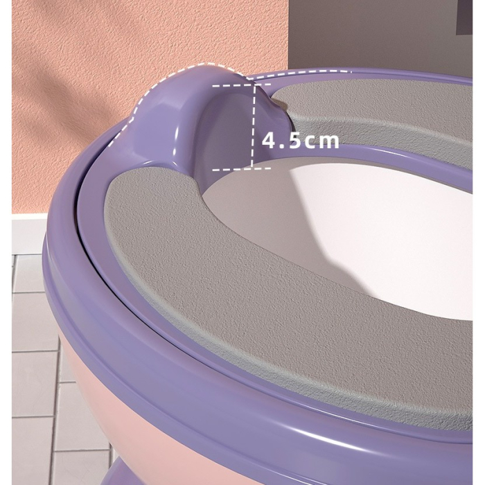 Olita Bebelusi , pentru Copii 1 - 8 Ani, Model Toaleta Adulti, Colac Moale PVC, Compartiment Detasabil, Cutie Depozitare Hartie, 34 x 32 x 19 cm, Roz/Mov [4]