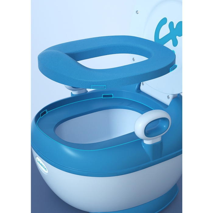 Olita pentru Copii , +1an, Portabila, Design cu Ancora, cu Capac, Model Prietenos, Non-Toxic, Compartiment Detasabil, cu Manere, cu 4 Picioare, Usor de Curatat, 46*33*32 cm, Albastru [2]