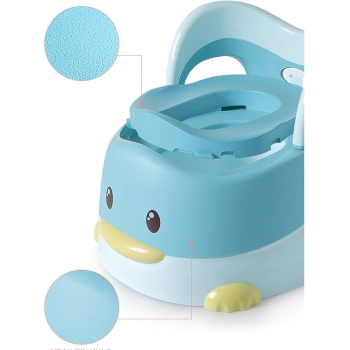 Olita pentru Copii , +6 luni, Detasabila, cu Capac, Antiderapanta, din Plastic, Colac Moale, Model Ratusca, 38x32x30 cm, Albastru [5]