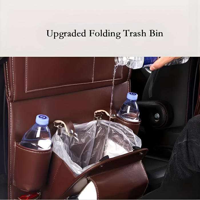 Organizator Spate Scaun Auto, Flippy, Masa Pliabila, Piele Ecologica, Impermeabil, Suport pentru Tableta, Sortare Lucruri si Protejare Tapiterie, 40 x 63cm, Bordo [6]