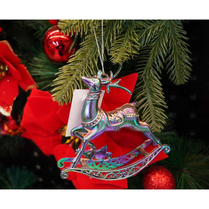 Ornament brad de Craciun, Iridescent, in forma de Ren, 11 cm x 11 cm, Plastic, Flippy [2]