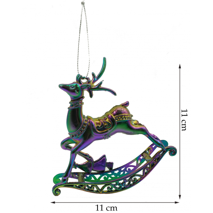 Ornament brad de Craciun, Iridescent, in forma de Ren, 11 cm x 11 cm, Plastic, Flippy [6]