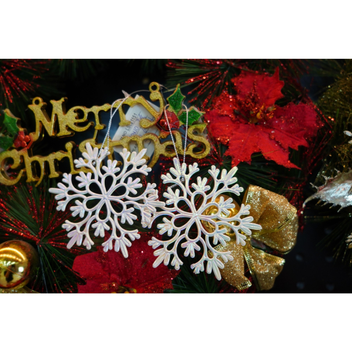 Ornament brad de Craciun, Perlat, in forma de Fulg de nea, 10 cm x 10 cm, Plastic, Flippy [3]