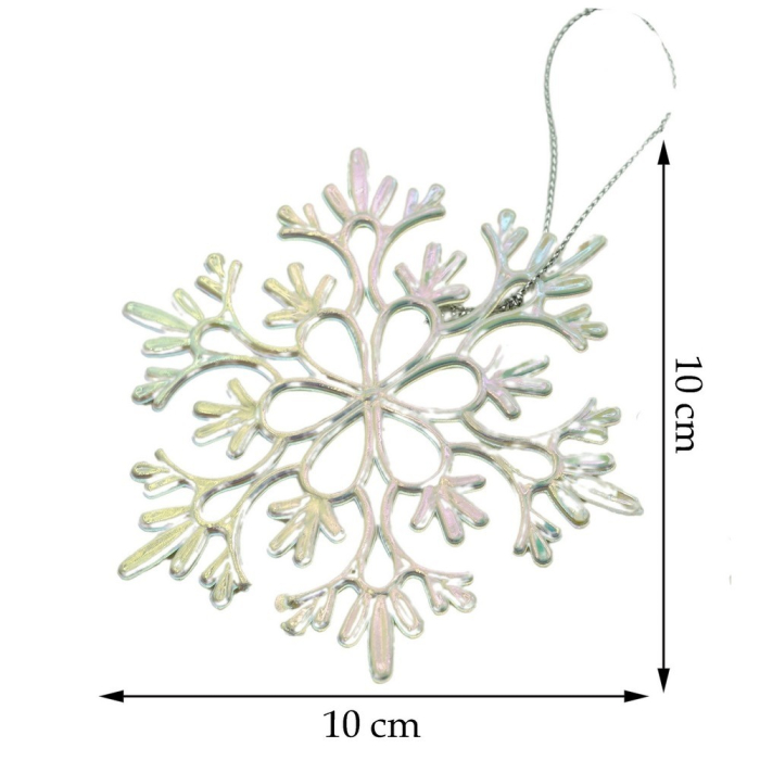 Ornament brad de Craciun, Perlat, in forma de Fulg de nea, 10 cm x 10 cm, Plastic, Flippy [11]