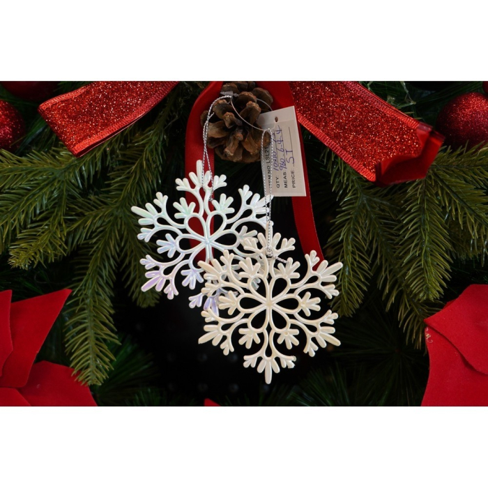 Ornament brad de Craciun, Perlat, in forma de Fulg de nea, 10 cm x 10 cm, Plastic, Flippy [9]