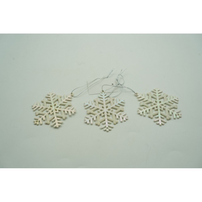 Ornament brad de Craciun, Perlat, in forma de Fulg de nea, 8 cm x 8 cm, Plastic, Flippy [10]