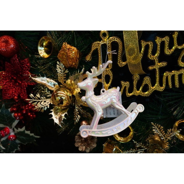 Ornament brad de Craciun, Perlat, in forma de Ren, 11 cm x 11 cm, Plastic, Flippy [7]