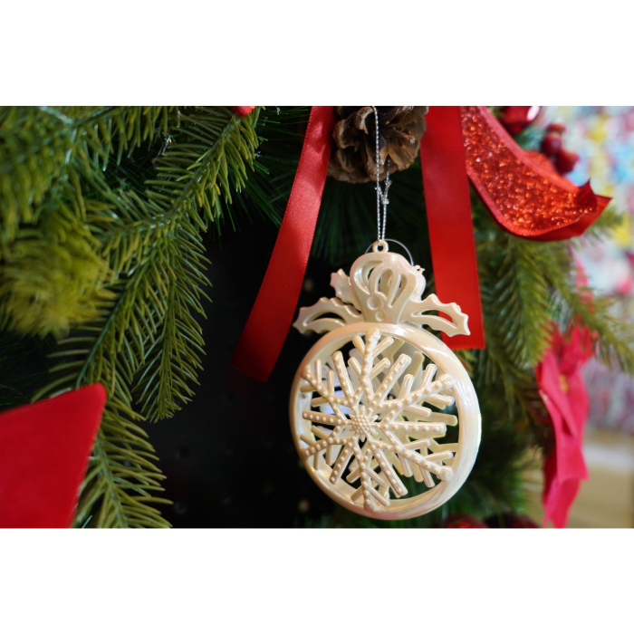 Ornament brad de Craciun, Perlat, Rotund, 8 cm x 11 cm, Plastic, Flippy [2]