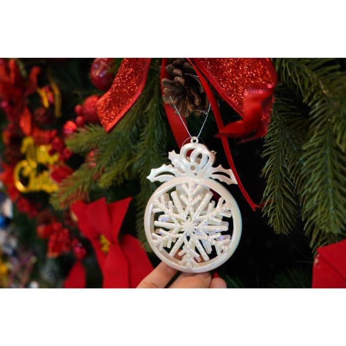 Ornament brad de Craciun, Perlat, Rotund, 8 cm x 11 cm, Plastic, Flippy [3]