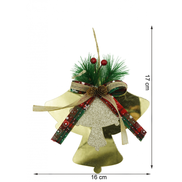 Ornament brad, Flippy, Clopotei, Auriu, Lucios, 16*17CM, Acril, Interior/ Exterior [5]