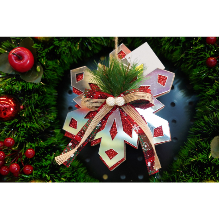 Ornament brad, Flippy, Fulg de nea, Argintiu, Lucios, 14*15CM, Acril, Interior/ Exterior [2]