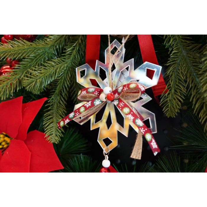Ornament brad, Flippy, Fulg de nea, Argintiu, Lucios, 14*26CM, Acril, Interior/ Exterior [4]