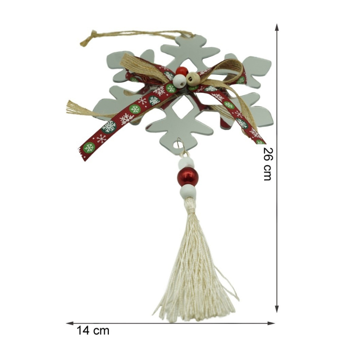 Ornament brad, Flippy, Fulg de nea, Argintiu, Lucios, 14*26CM, Acril, Interior/ Exterior [11]