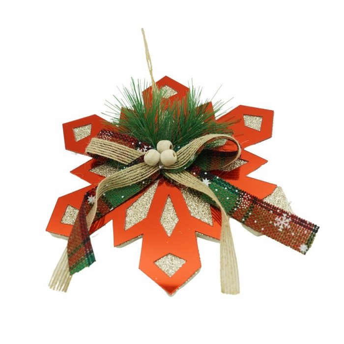 Ornament brad, Flippy, Fulg de nea, Rosu, Lucios, 15*15CM, Acril, Interior/ Exterior [1]