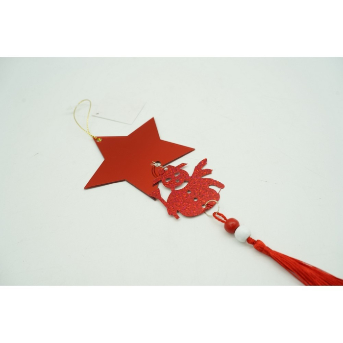 Ornament brad, Flippy, Stea, Om de zapada, Rosu, Lucios, 10*28CM, Acril, Interior/ Exterior [6]