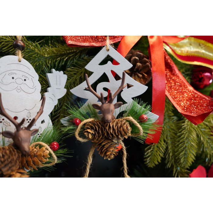 Ornament de brad cerb cu pom de craciun, Flippy, multicolor, lemn, 18 cm [4]