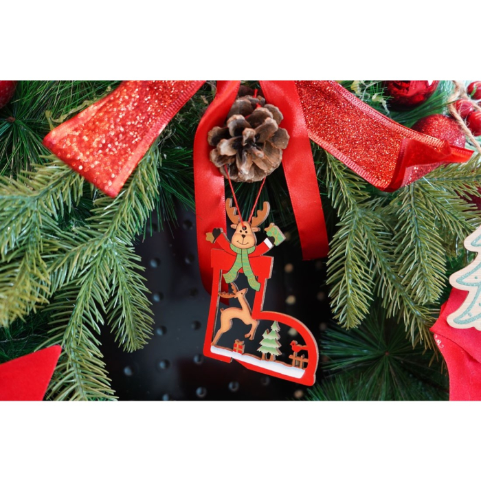 Ornament de brad cerb, Flippy, multicolor, lemn, 10 cm [3]