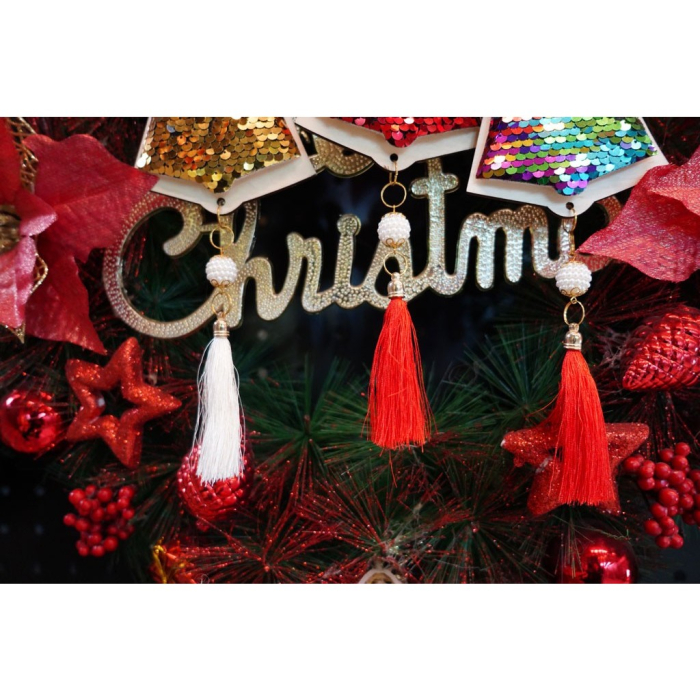 Ornament de brad clopotel cu paiete model 2, Flippy, multicolor, lemn, 36 cm [12]