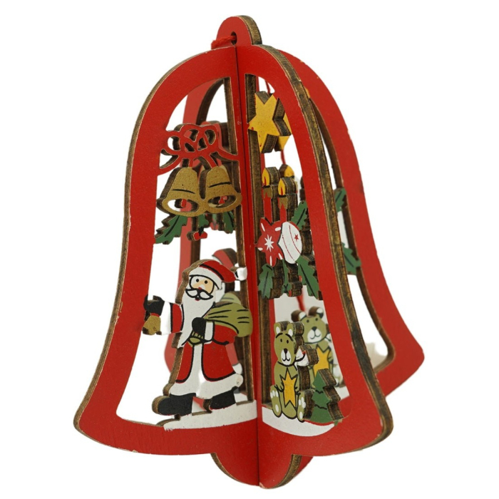 Ornament de brad clopotel, Flippy, multicolor, lemn, 10.5x9.5 cm [2]