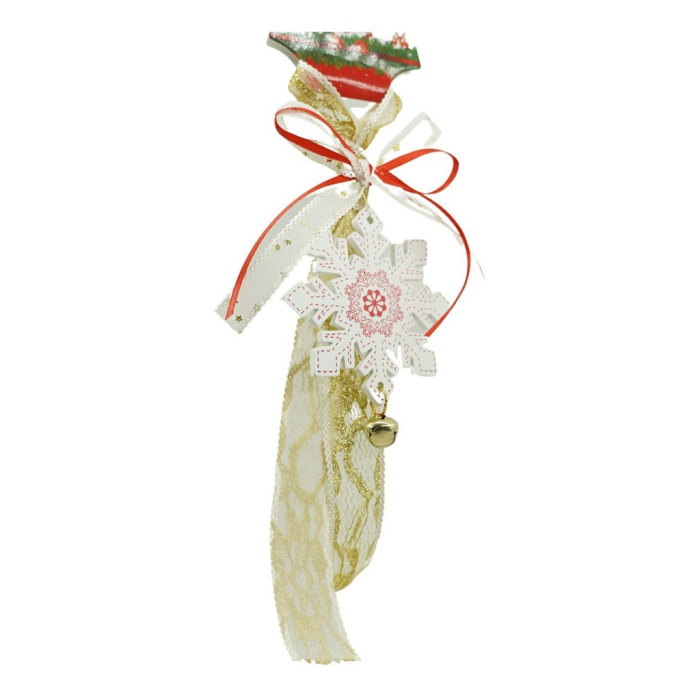 Ornament de brad fulg de nea, Flippy, alb, lemn, 25 cm [3]