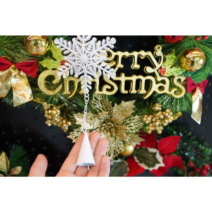 Ornament de brad fulg de nea, Flippy, alb, metal, 20 cm [4]