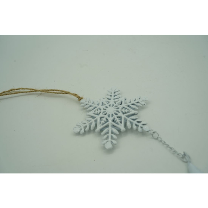 Ornament de brad fulg de nea, Flippy, alb, metal, 20 cm [5]