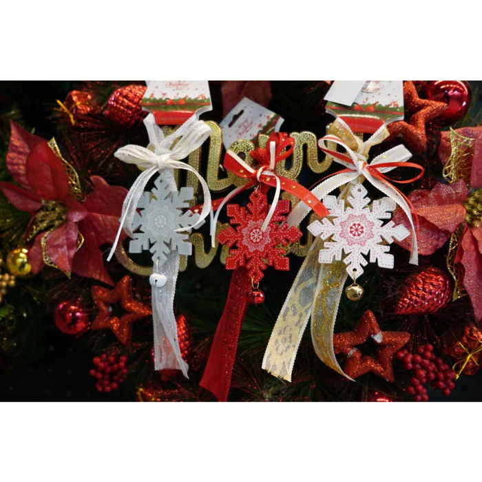 Ornament de brad fulg de nea, Flippy, gri, lemn, 25 cm [5]