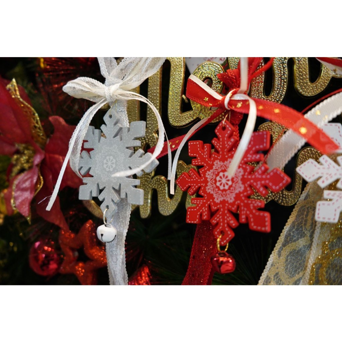 Ornament de brad fulg de nea, Flippy, gri, lemn, 25 cm [8]