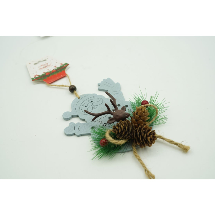 Ornament de brad Mos Craciun cu cerb, Flippy, multicolor, lemn, 18 cm [4]