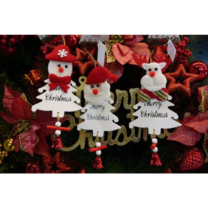 Ornament de brad mos craciun, Flippy, alb, lemn, 20 cm [3]