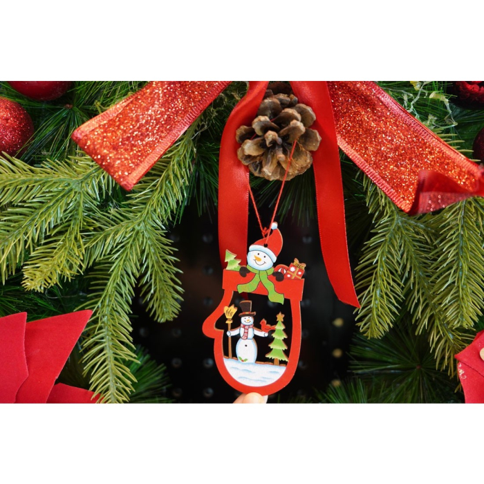 Ornament de brad oameni de zapada, Flippy, multicolor, lemn, 10 cm [3]