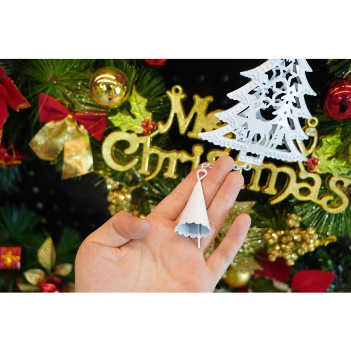 Ornament de brad pom de craciun, Flippy, alb, metal, 20 cm [4]