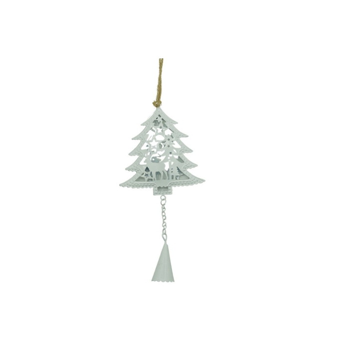 Ornament de brad pom de craciun, Flippy, alb, metal, 20 cm [2]