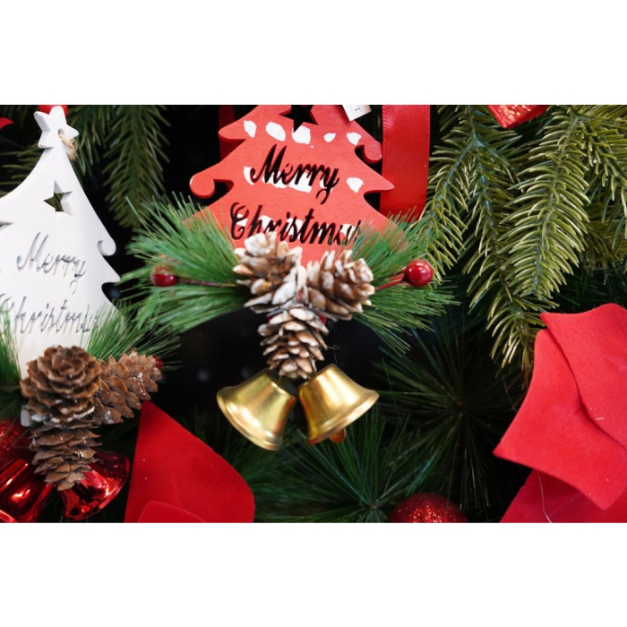 Ornament de brad pom de craciun, Flippy, rosu, lemn, 17 cm [5]