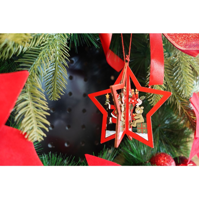 Ornament de brad stea, Flippy, multicolor, lemn, 10.5x9.5 cm [3]