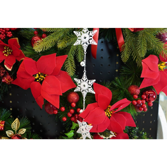 Ornament de brad trei fulgi de nea, Flippy, alb, metal, 30 cm [3]