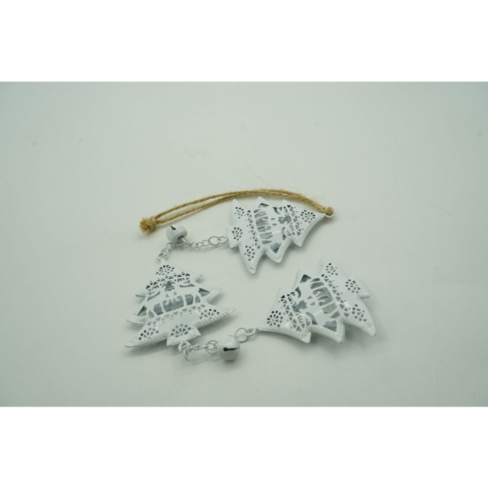 Ornament de brad trei pomi de craciun, Flippy, alb, metal, 30 cm [5]